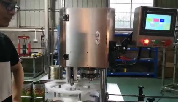 廣州利華伺服封罐機(jī)卡罐演示